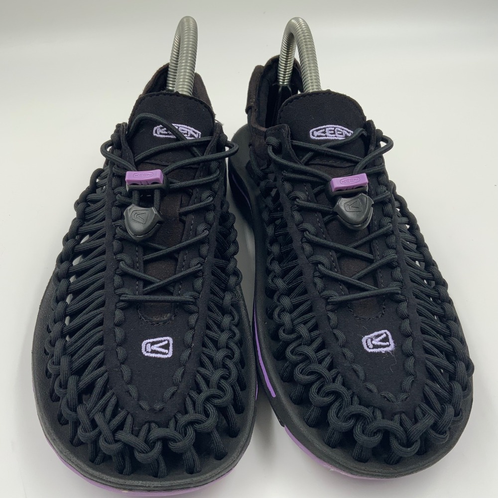 Keen Uneek Sandals Womens Black Purple Corded Lace Up Outdoor Shoes